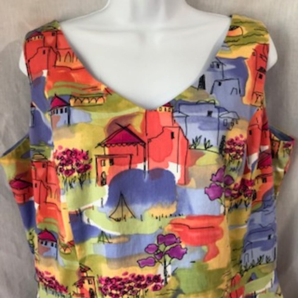 Vintage Coldwater Creek Summer Sleeveless Dress Multicolor 16 XL